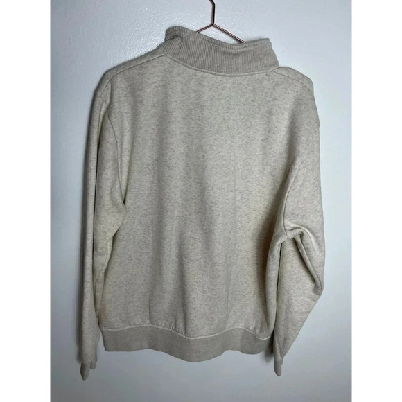 Orvis Mens Long Sleeve Pullover Mock Neck 1/4 Zip Snap Sweatshirt Beige Sz L/G - Picture 10 of 11